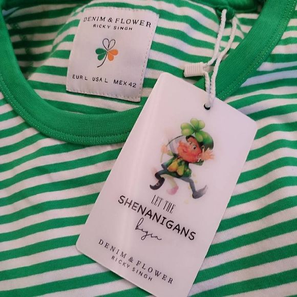 DENIM & FLOWER MEN'S RICKY SINGH Stirped Tee Shirt Large - Picture 4 of 4